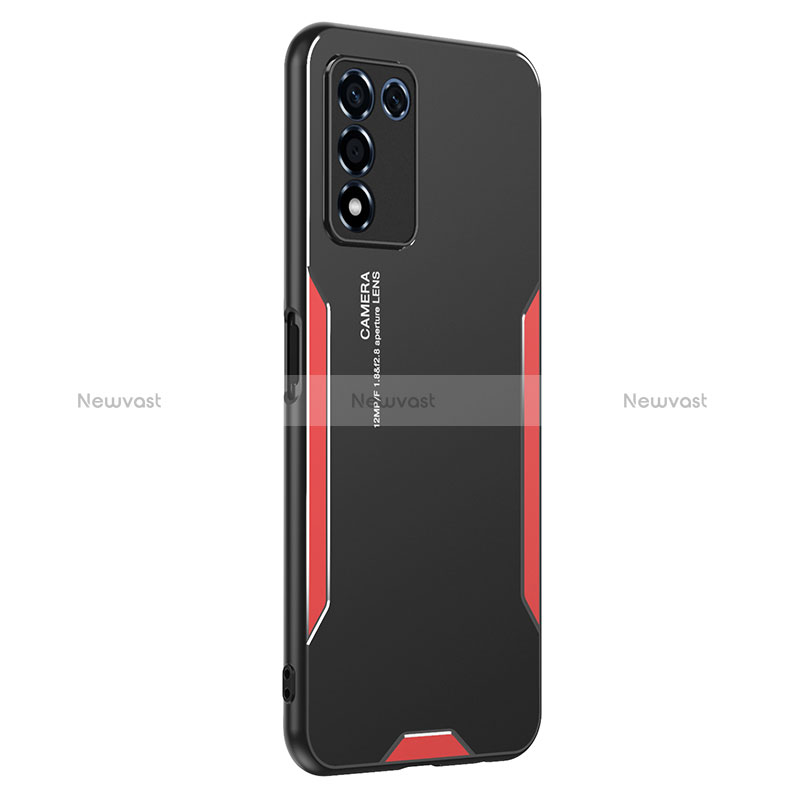 Luxury Aluminum Metal Back Cover and Silicone Frame Case PB1 for Realme 9 SE 5G Red