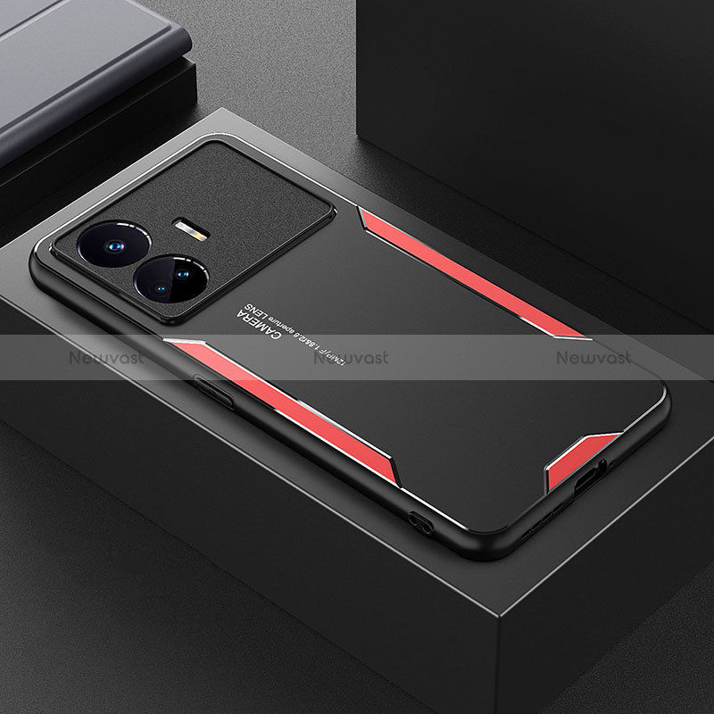 Luxury Aluminum Metal Back Cover and Silicone Frame Case PB1 for Realme GT Neo5 SE 5G Red