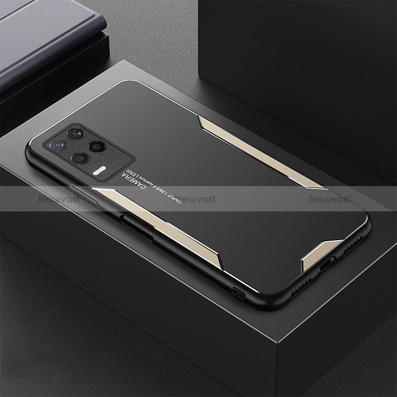 Luxury Aluminum Metal Back Cover and Silicone Frame Case PB1 for Realme Narzo 30 5G Gold