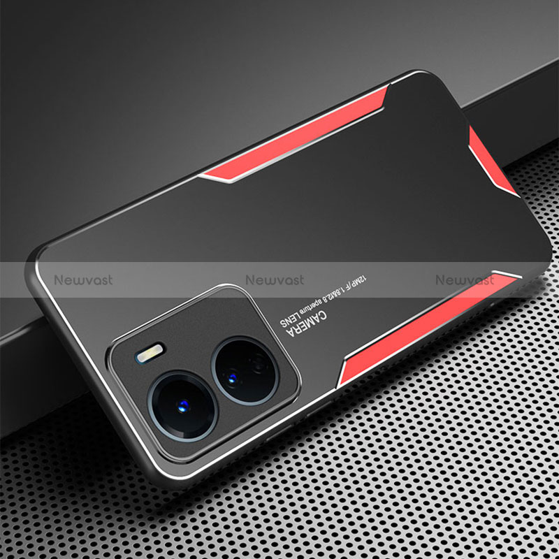 Luxury Aluminum Metal Back Cover and Silicone Frame Case PB1 for Vivo Y16