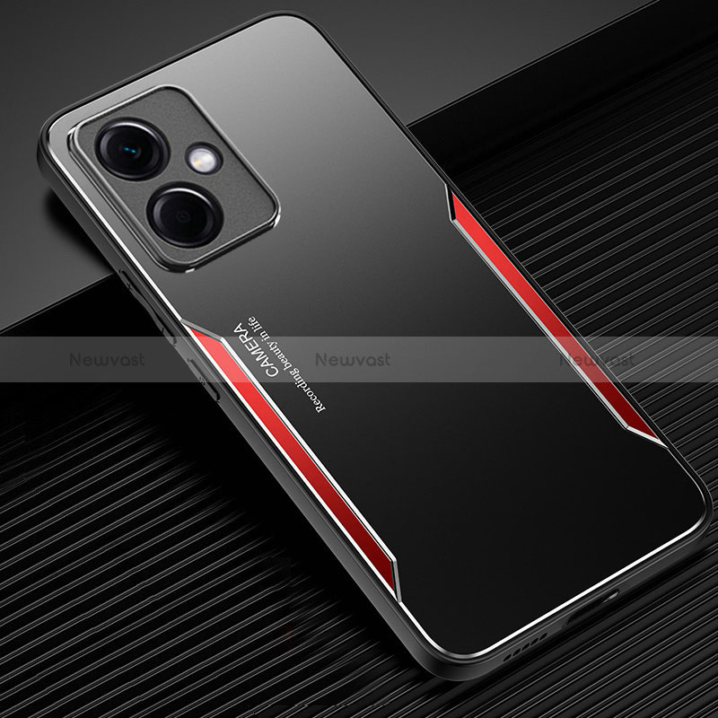 Luxury Aluminum Metal Back Cover and Silicone Frame Case PB1 for Xiaomi Redmi Note 12R Pro 5G Red