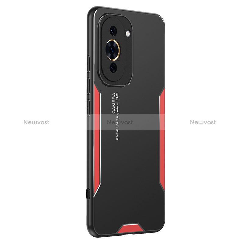 Luxury Aluminum Metal Back Cover and Silicone Frame Case PB2 for Huawei Nova 10 Pro Red