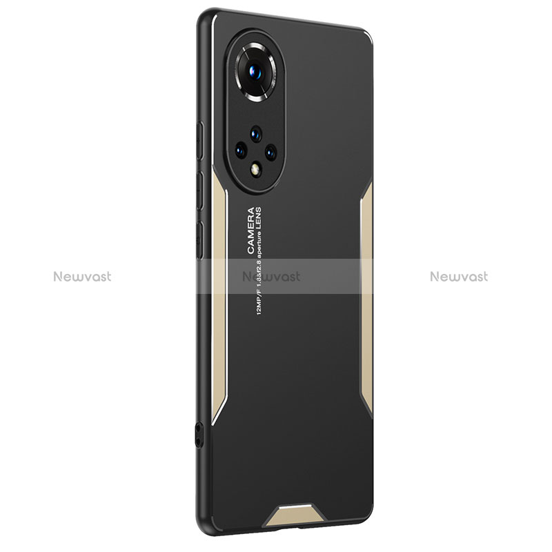 Luxury Aluminum Metal Back Cover and Silicone Frame Case PB2 for Huawei Nova 9 Pro Gold