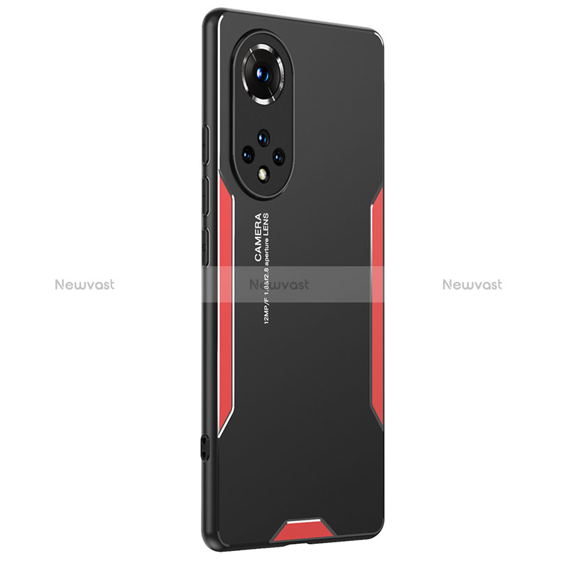 Luxury Aluminum Metal Back Cover and Silicone Frame Case PB2 for Huawei Nova 9 Pro Red