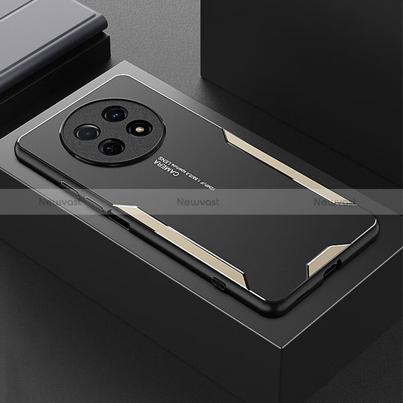 Luxury Aluminum Metal Back Cover and Silicone Frame Case PB2 for Huawei Nova Y91 Gold