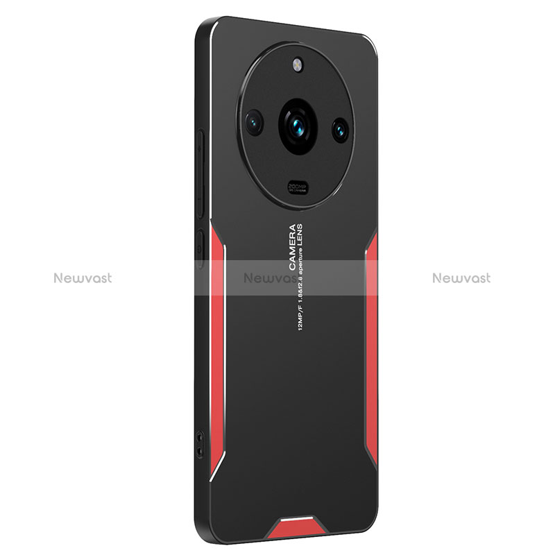 Luxury Aluminum Metal Back Cover and Silicone Frame Case PB2 for Realme 11 Pro+ Plus 5G Red