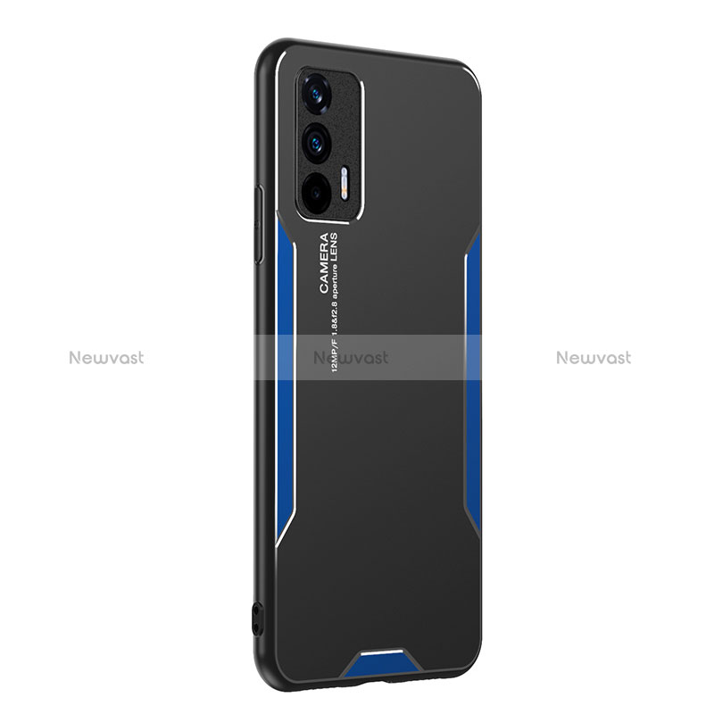 Luxury Aluminum Metal Back Cover and Silicone Frame Case PB2 for Realme GT 5G Blue