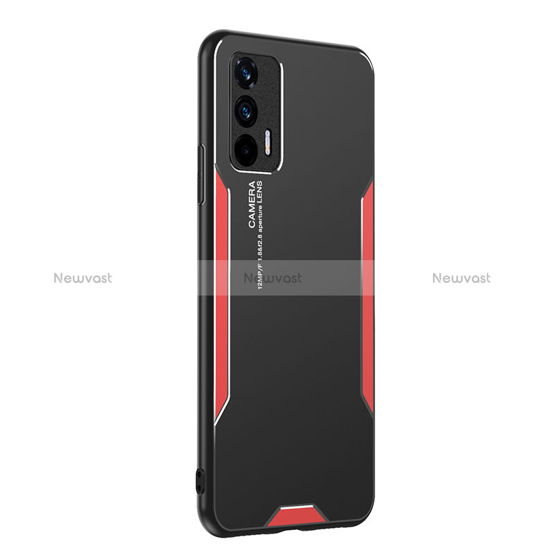 Luxury Aluminum Metal Back Cover and Silicone Frame Case PB2 for Realme GT Neo 5G Red