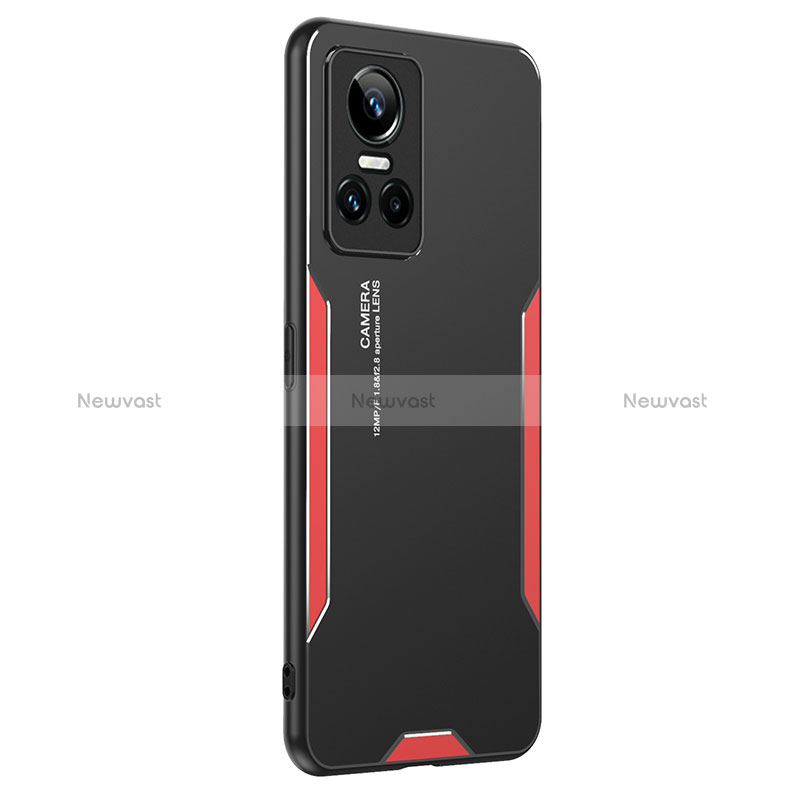 Luxury Aluminum Metal Back Cover and Silicone Frame Case PB2 for Realme GT Neo3 5G Red