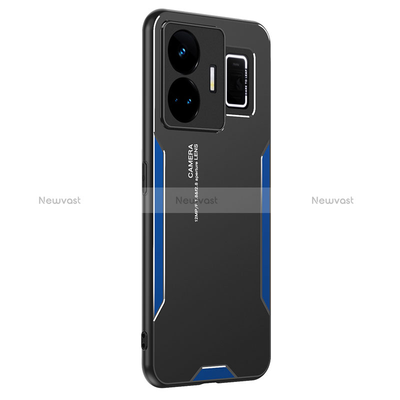 Luxury Aluminum Metal Back Cover and Silicone Frame Case PB2 for Realme GT Neo5 240W 5G Blue