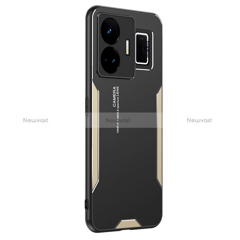 Luxury Aluminum Metal Back Cover and Silicone Frame Case PB2 for Realme GT Neo6 5G Gold