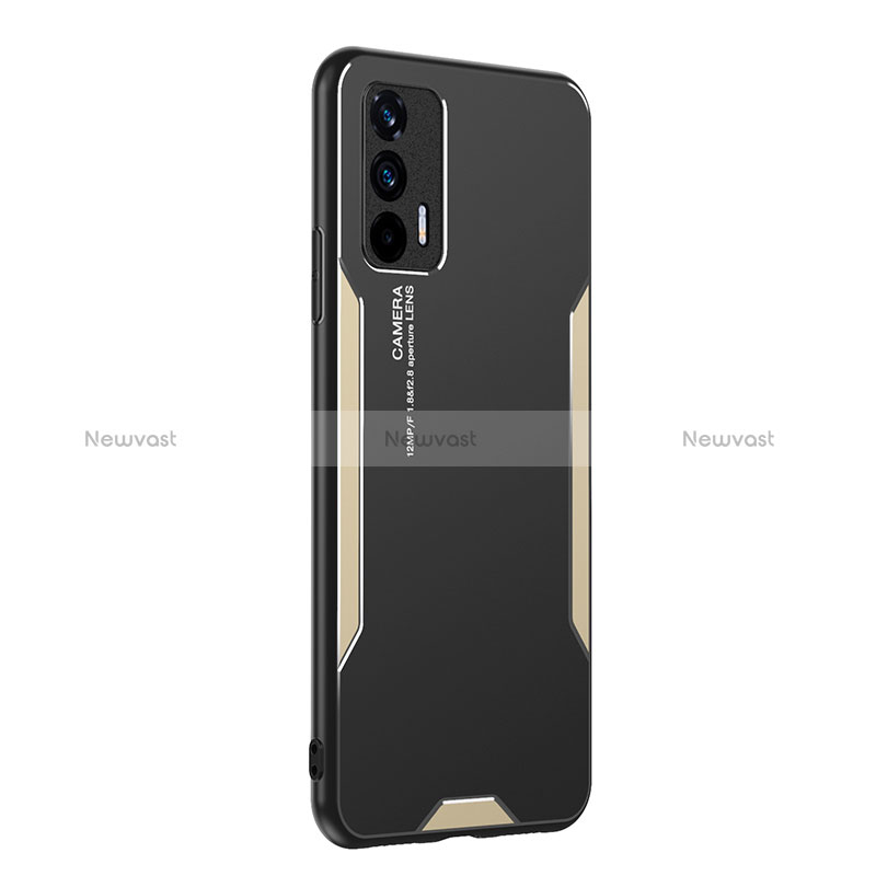 Luxury Aluminum Metal Back Cover and Silicone Frame Case PB2 for Realme X7 Max 5G Gold