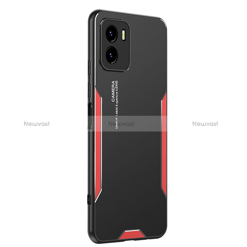 Luxury Aluminum Metal Back Cover and Silicone Frame Case PB2 for Vivo Y01A Red