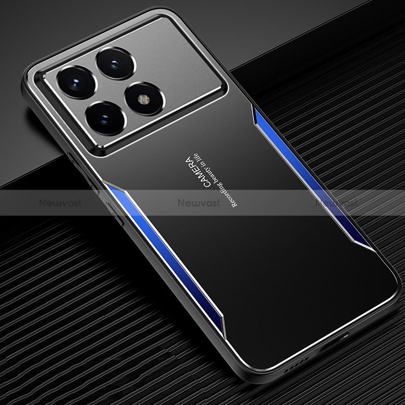 Luxury Aluminum Metal Back Cover and Silicone Frame Case PB2 for Xiaomi Redmi K70 Pro 5G Blue