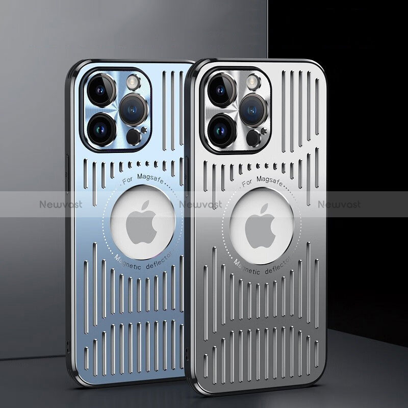 Luxury Aluminum Metal Back Cover and Silicone Frame Case with Mag-Safe Magnetic TX1 for Apple iPhone 15