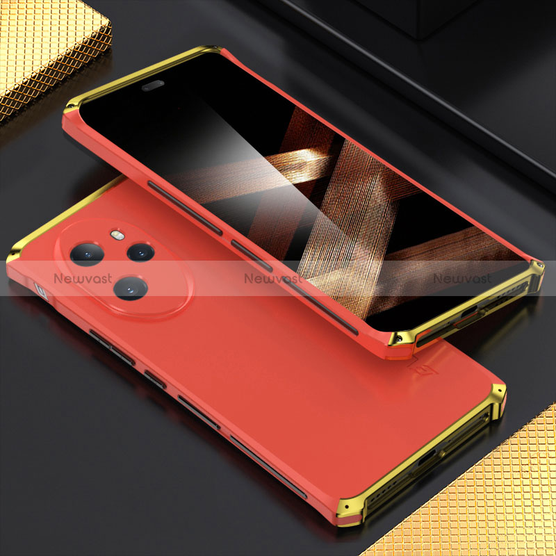 Luxury Aluminum Metal Cover Case 360 Degrees for Huawei Honor 100 Pro 5G Gold and Red