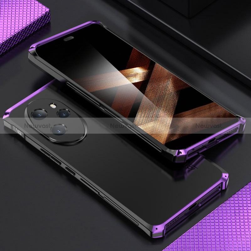 Luxury Aluminum Metal Cover Case 360 Degrees for Huawei Honor 100 Pro 5G Purple