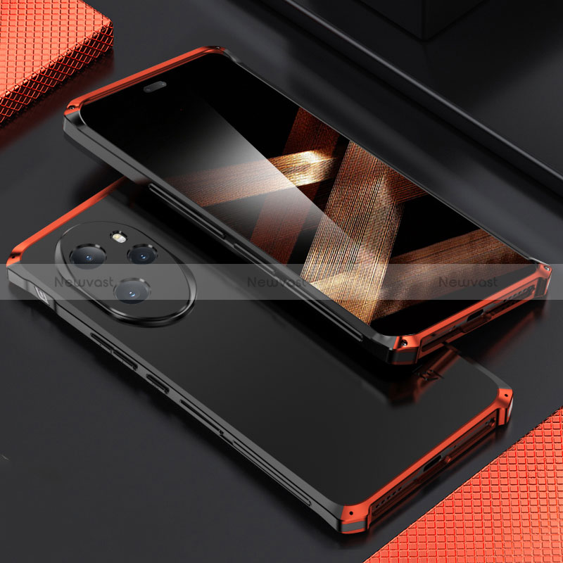 Luxury Aluminum Metal Cover Case 360 Degrees for Huawei Honor 100 Pro 5G Red and Black