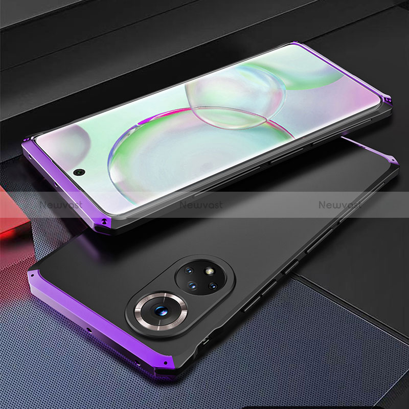 Luxury Aluminum Metal Cover Case 360 Degrees for Huawei Honor 50 5G Purple