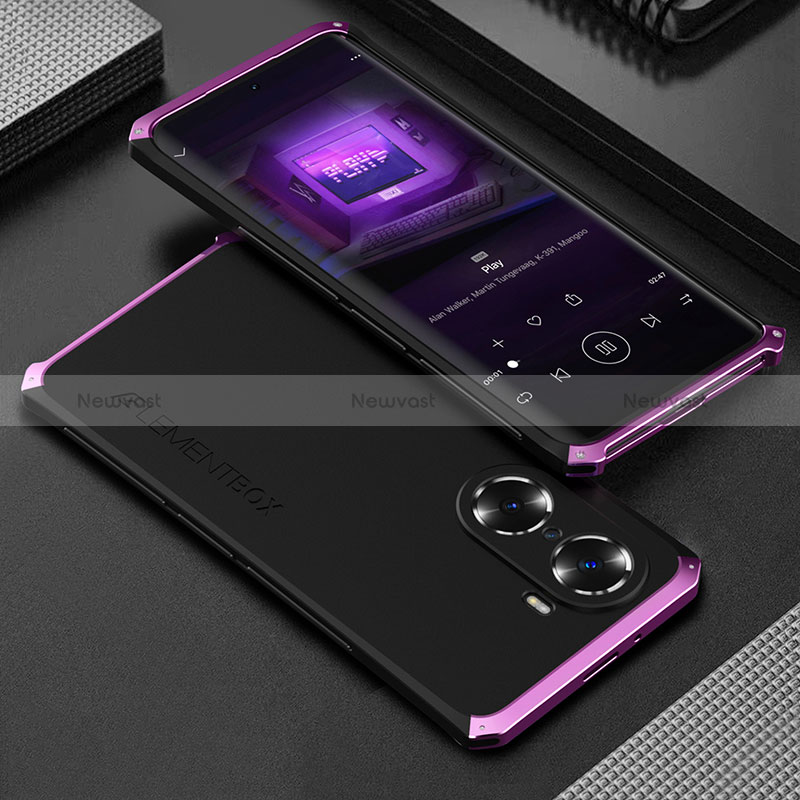 Luxury Aluminum Metal Cover Case 360 Degrees for Huawei Honor 60 Pro 5G Purple