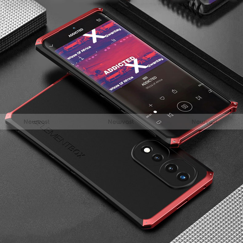 Luxury Aluminum Metal Cover Case 360 Degrees for Huawei Honor 70 Pro 5G Red and Black