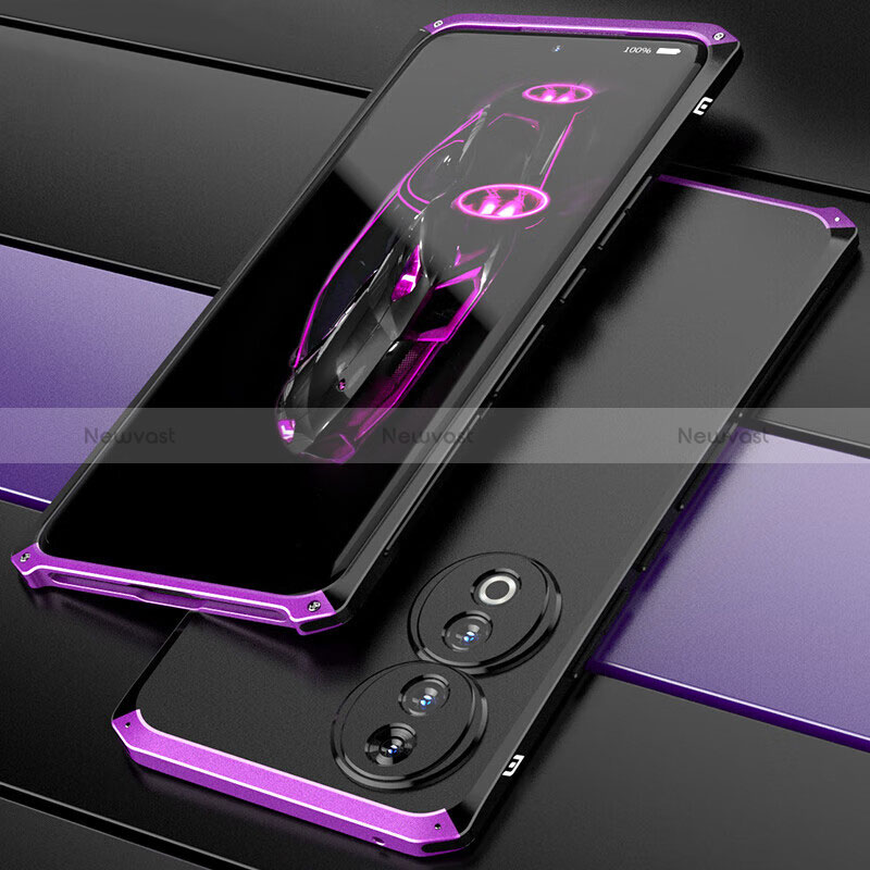 Luxury Aluminum Metal Cover Case 360 Degrees for Huawei Honor 90 5G Purple