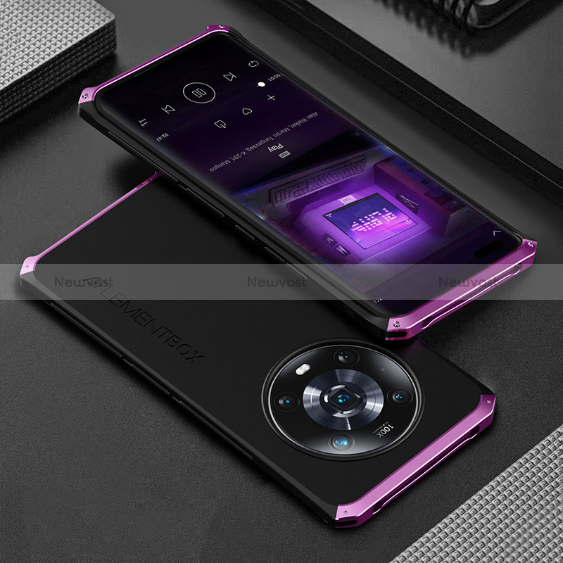 Luxury Aluminum Metal Cover Case 360 Degrees for Huawei Honor Magic4 5G Purple