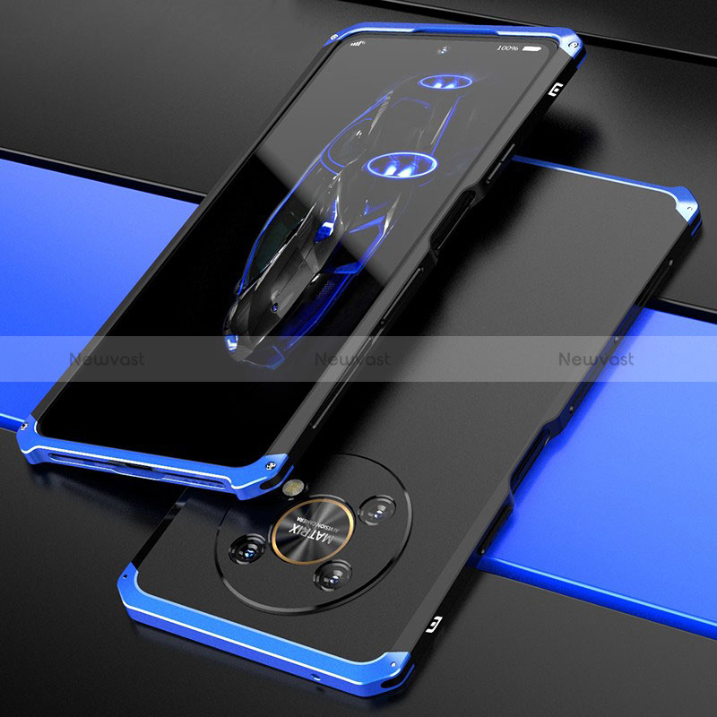 Luxury Aluminum Metal Cover Case 360 Degrees for Huawei Honor Magic4 Lite 5G Blue and Black