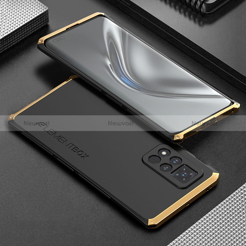 Luxury Aluminum Metal Cover Case 360 Degrees for Huawei Honor V40 5G Gold and Black