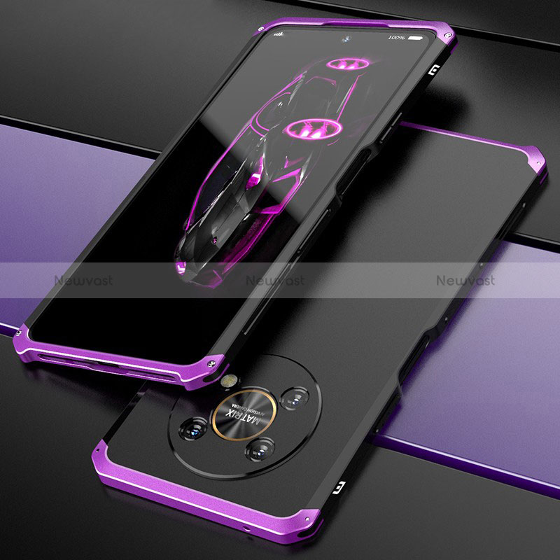 Luxury Aluminum Metal Cover Case 360 Degrees for Huawei Honor X9 5G Purple