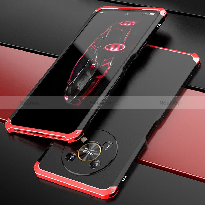 Luxury Aluminum Metal Cover Case 360 Degrees for Huawei Honor X9 5G Red and Black