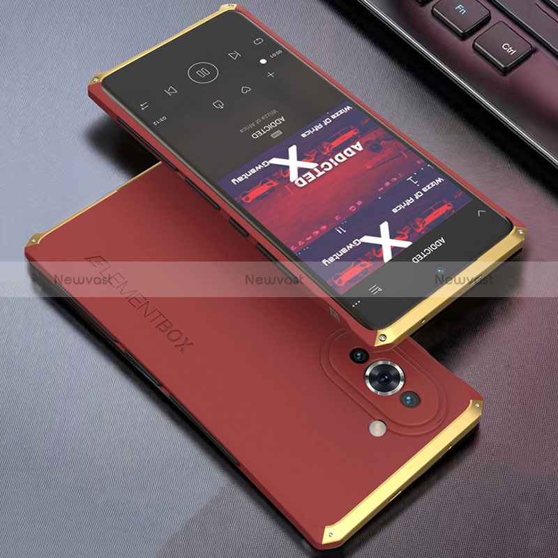 Luxury Aluminum Metal Cover Case 360 Degrees for Huawei Nova 10 Gold and Red