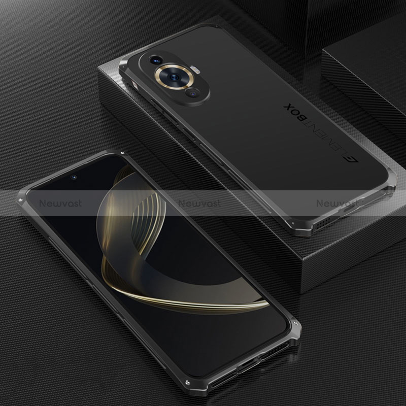 Luxury Aluminum Metal Cover Case 360 Degrees for Huawei Nova 11 Black