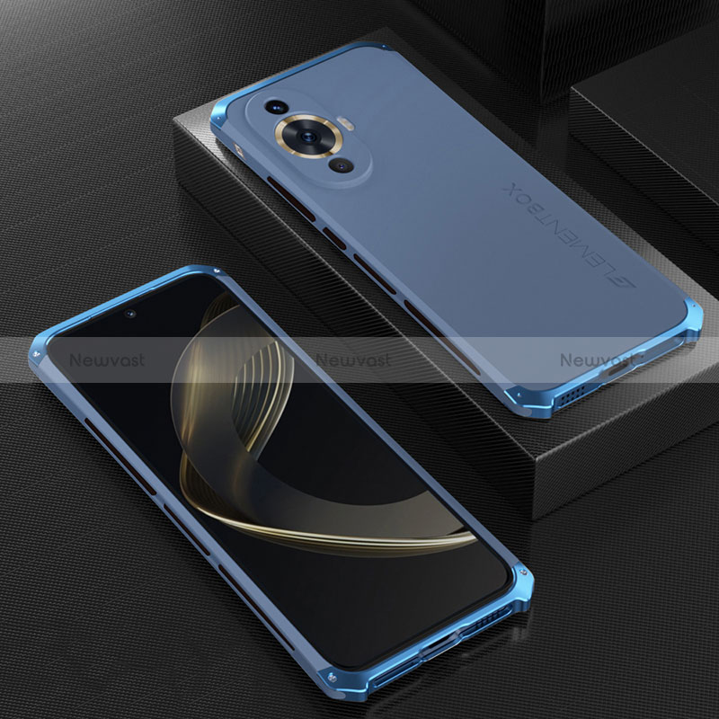 Luxury Aluminum Metal Cover Case 360 Degrees for Huawei Nova 11 Blue