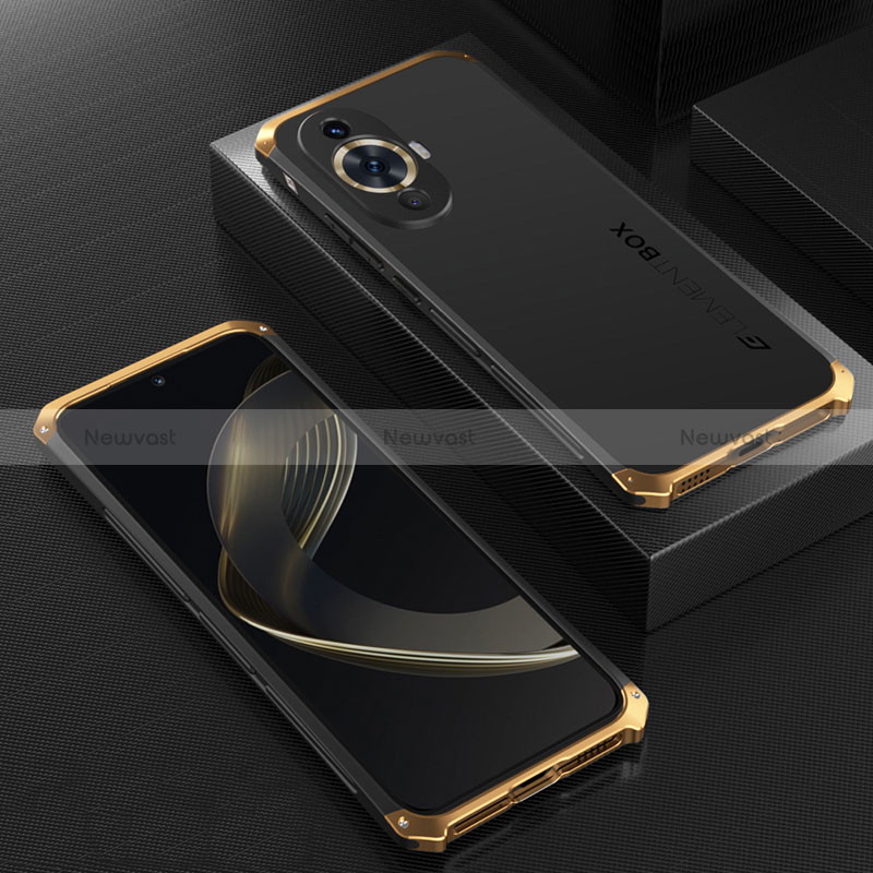 Luxury Aluminum Metal Cover Case 360 Degrees for Huawei Nova 11 Gold and Black