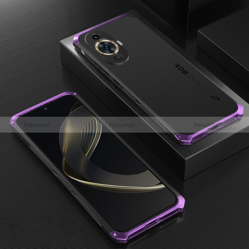 Luxury Aluminum Metal Cover Case 360 Degrees for Huawei Nova 11 Purple