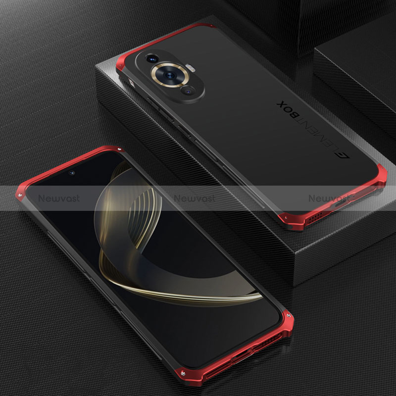 Luxury Aluminum Metal Cover Case 360 Degrees for Huawei Nova 11 Red and Black