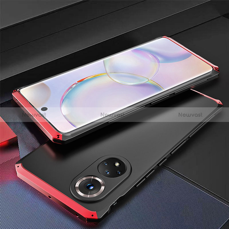 Luxury Aluminum Metal Cover Case 360 Degrees for Huawei Nova 9 Red and Black