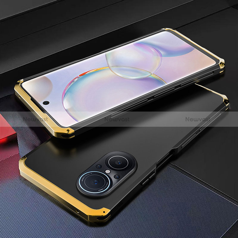 Luxury Aluminum Metal Cover Case 360 Degrees for Huawei Nova 9 SE Gold and Black