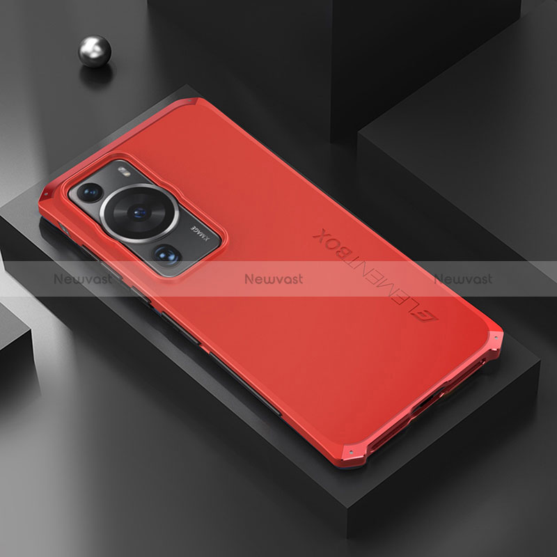 Luxury Aluminum Metal Cover Case 360 Degrees for Huawei P60 Pro Red