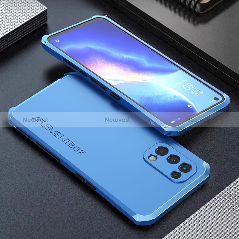 Luxury Aluminum Metal Cover Case 360 Degrees for Oppo K9 5G Blue