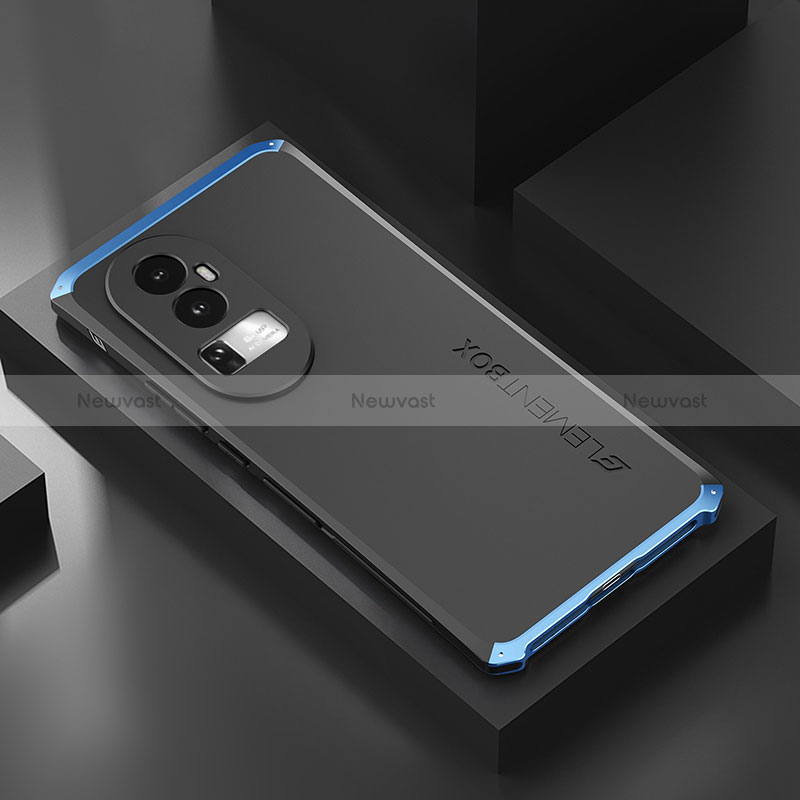 Luxury Aluminum Metal Cover Case 360 Degrees for Oppo Reno10 Pro+ Plus 5G Blue and Black