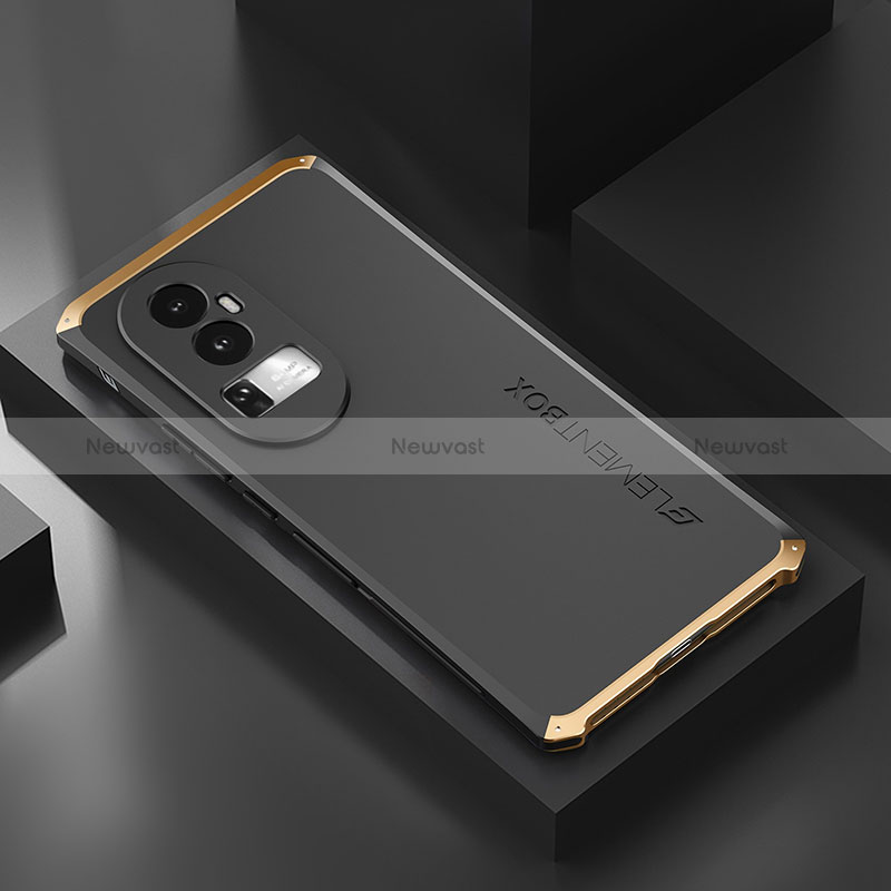 Luxury Aluminum Metal Cover Case 360 Degrees for Oppo Reno10 Pro+ Plus 5G Gold and Black