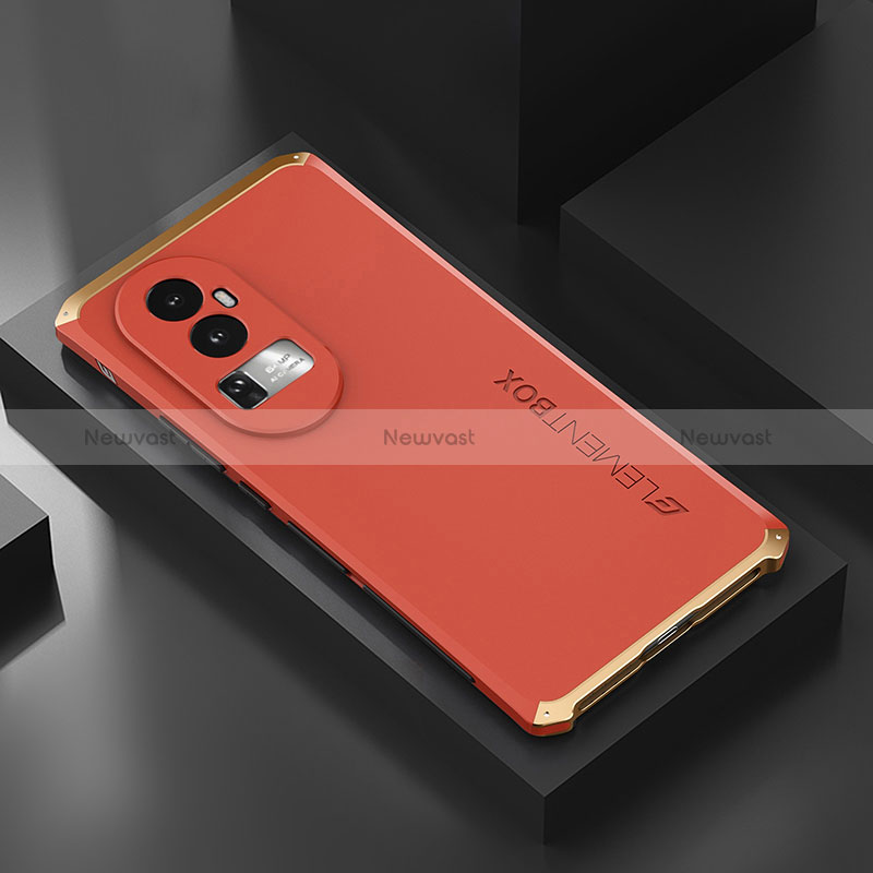 Luxury Aluminum Metal Cover Case 360 Degrees for Oppo Reno10 Pro+ Plus 5G Gold and Red