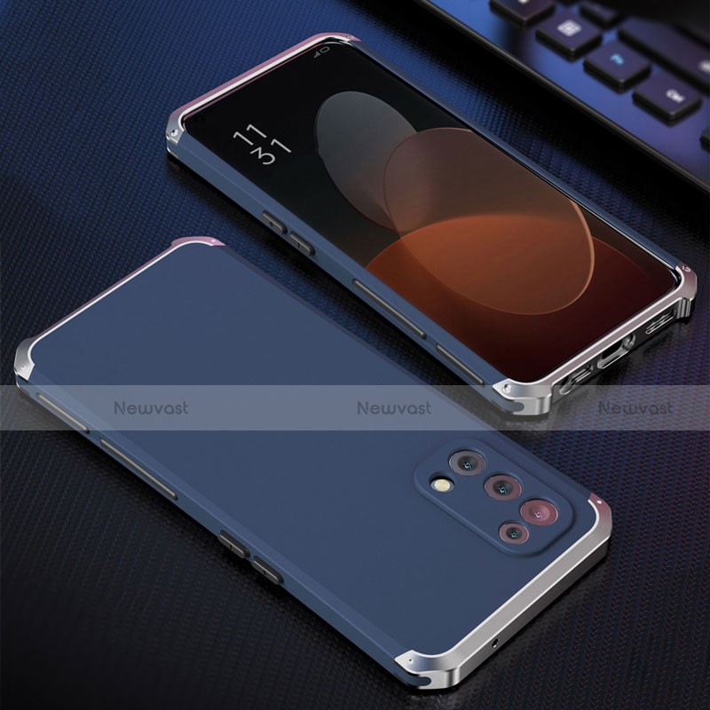 Luxury Aluminum Metal Cover Case 360 Degrees for Oppo Reno5 5G Blue