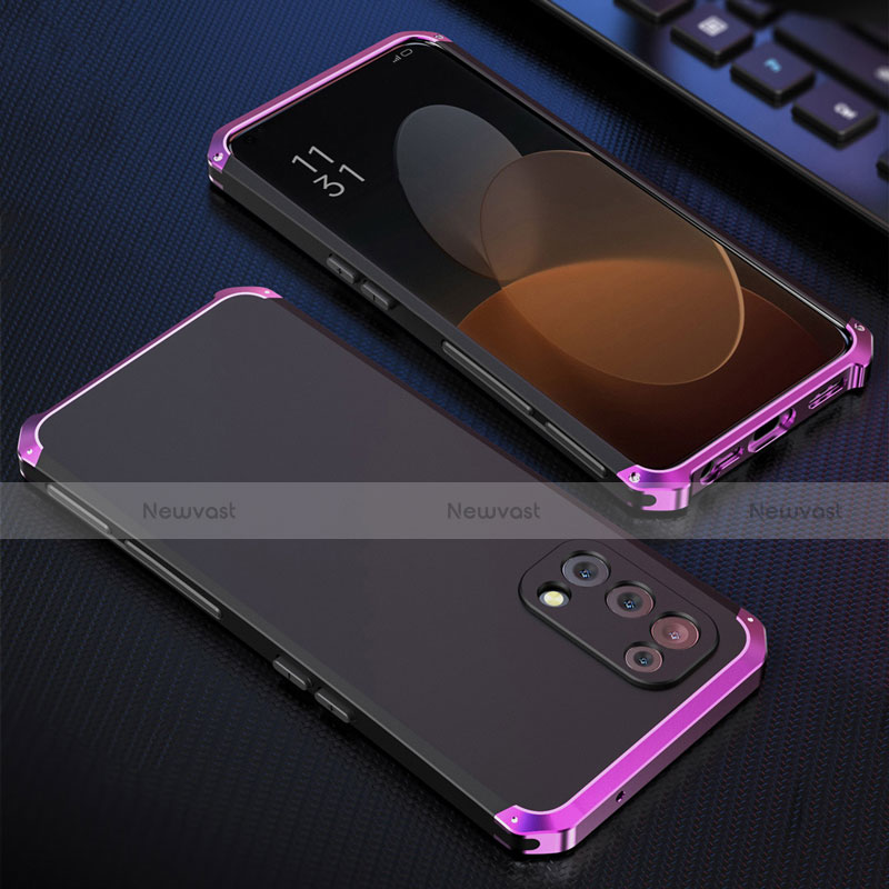 Luxury Aluminum Metal Cover Case 360 Degrees for Oppo Reno5 5G Purple