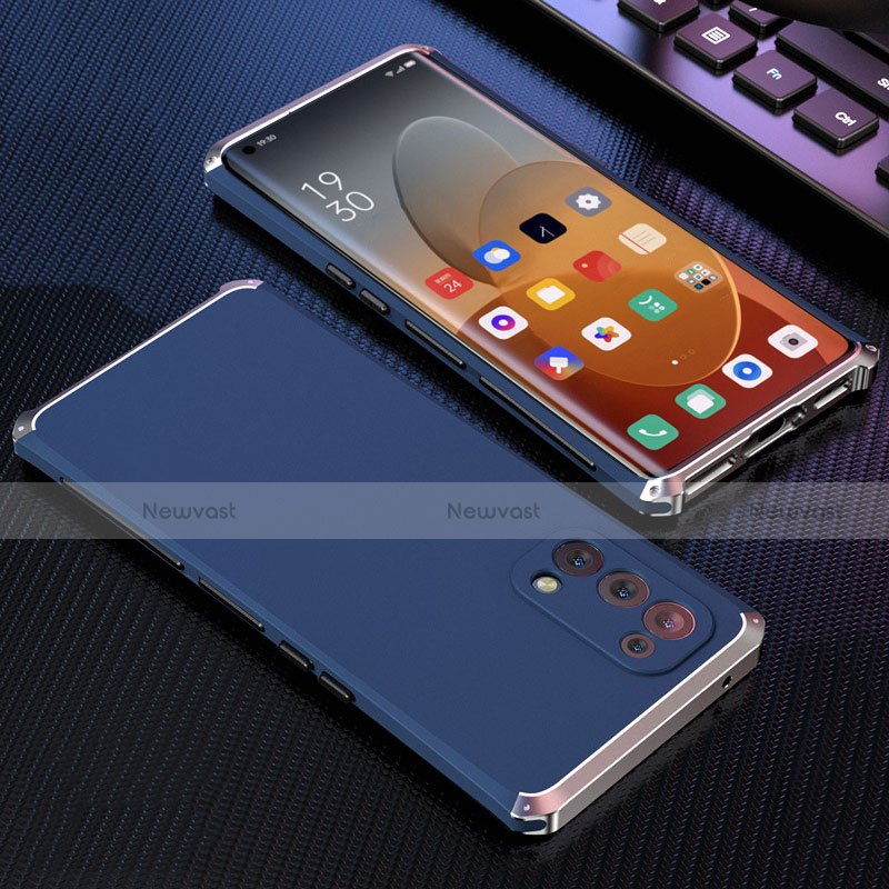 Luxury Aluminum Metal Cover Case 360 Degrees for Oppo Reno5 Pro 5G Blue