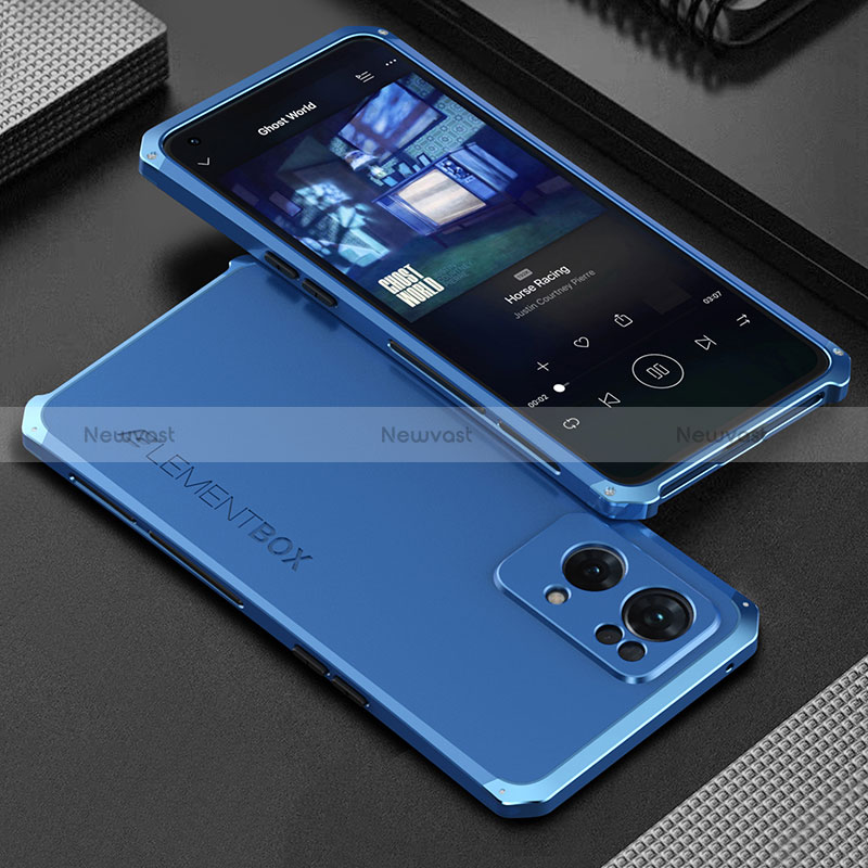 Luxury Aluminum Metal Cover Case 360 Degrees for Oppo Reno7 Pro 5G Blue