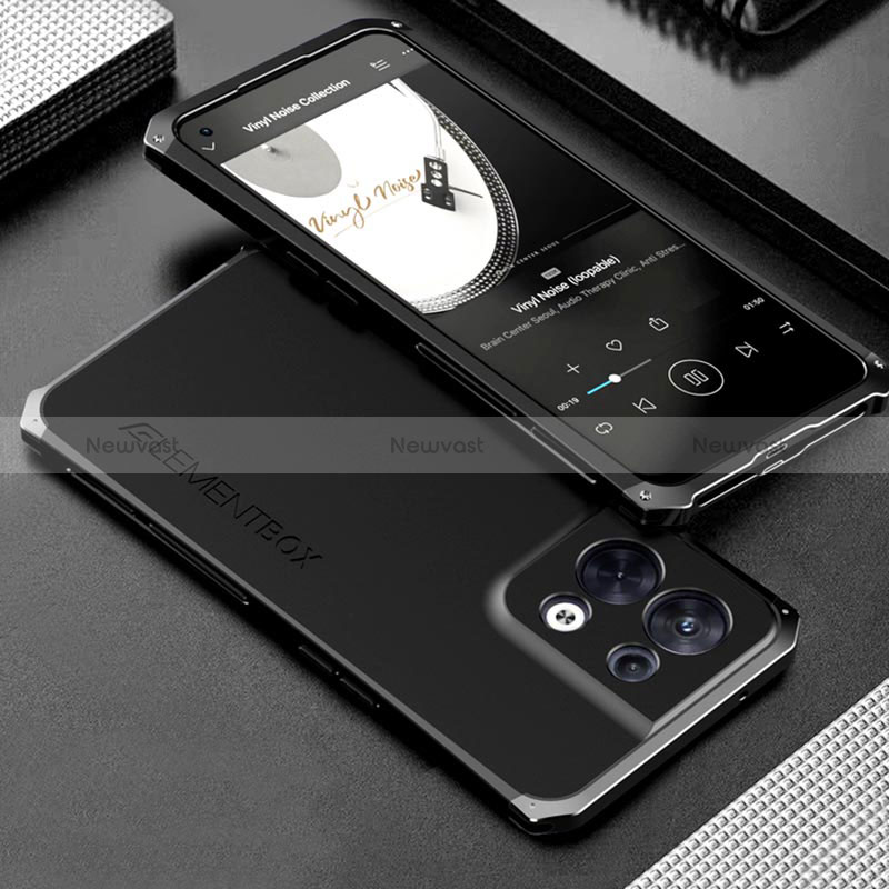 Luxury Aluminum Metal Cover Case 360 Degrees for Oppo Reno9 5G Black