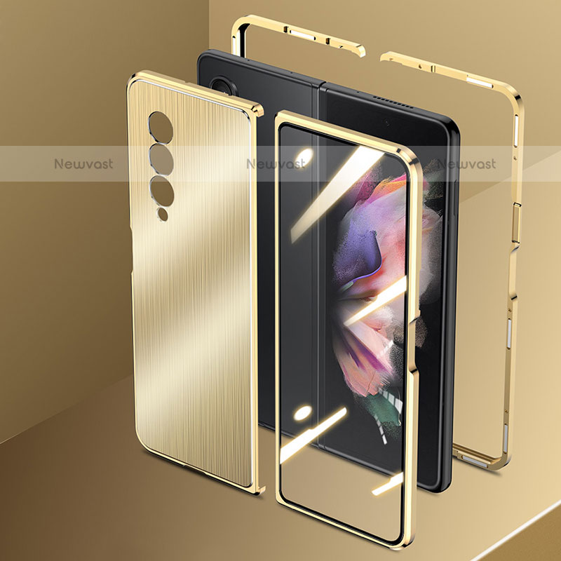 Luxury Aluminum Metal Cover Case 360 Degrees for Samsung Galaxy Z Fold3 5G Gold